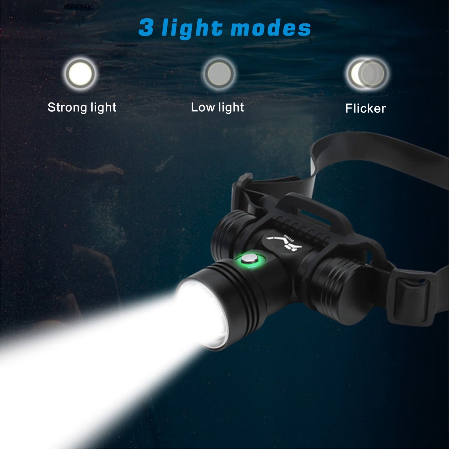 1000 Lumens IPX8 200Ft Waterproof Rechargeable Diving Headlamp